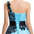 2016 Grace Karin nuevo color sexy corto un hombro barato azul cóctel vestidos de fiesta CL4288-5